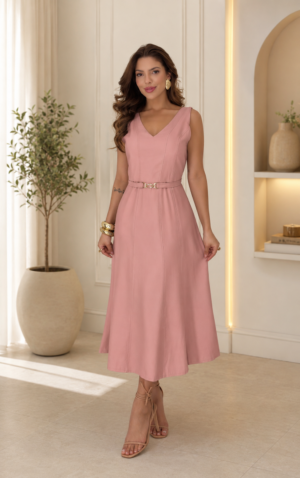 Vestido midi tecido sensorial marrante